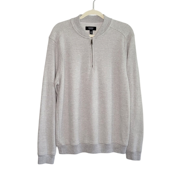 Nordstrom Men's Shop 1/4 Zip Knit Cotton Blend Pullover Sweater Size M Lt Gray - Picture 1 of 8